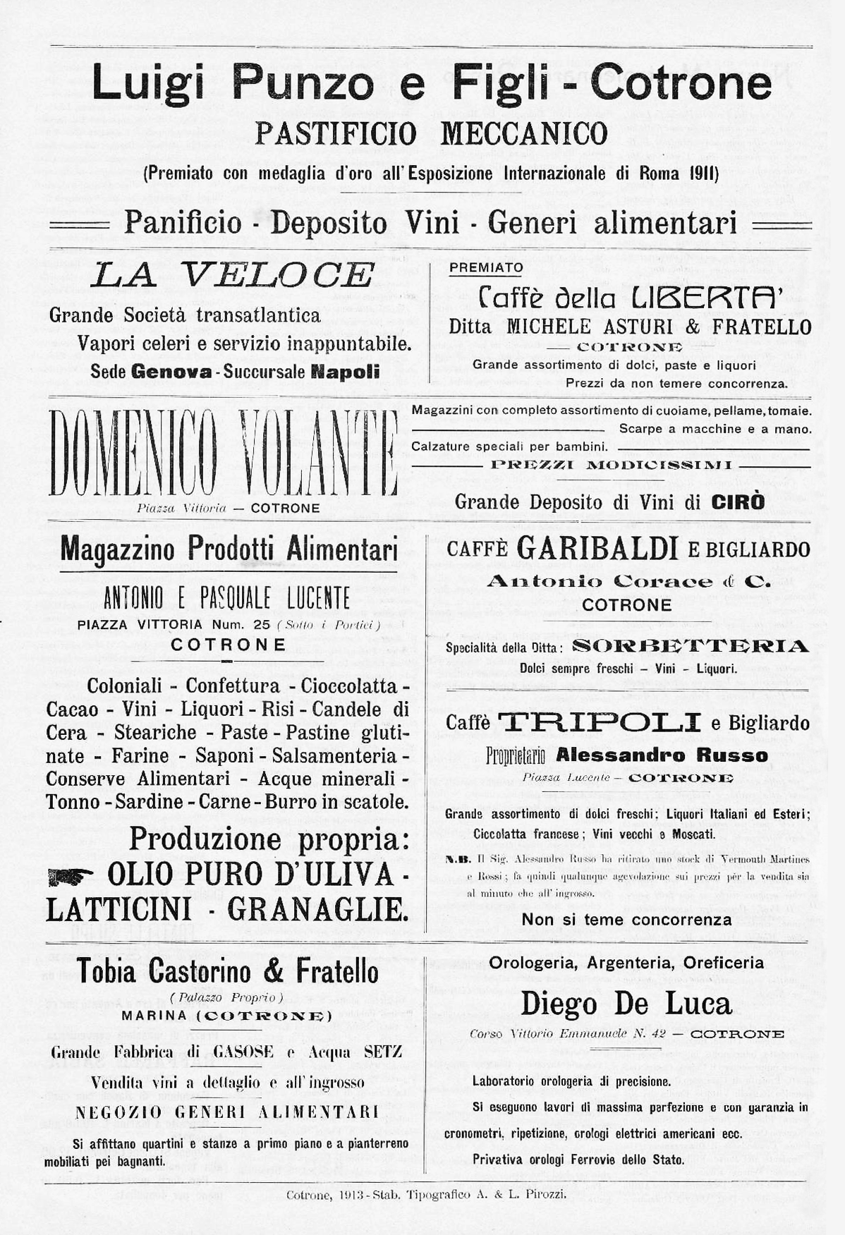 Pubblicità Caffè della-Libertà Corriere Calabrese 06-09-1913 Pagina 4